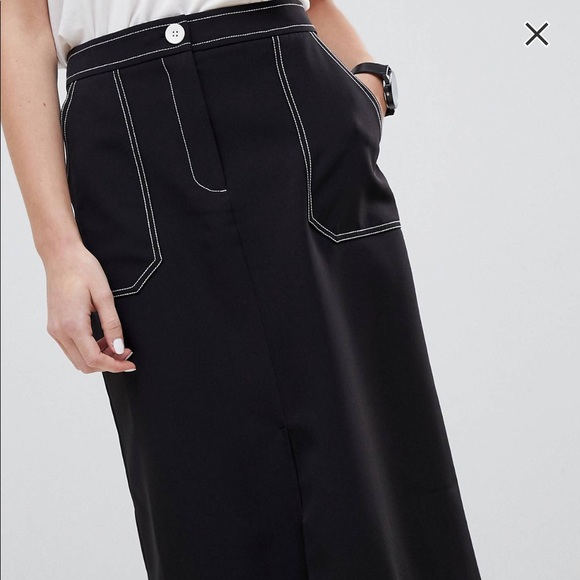 ASOS contrast stitch midi Skirt - Picture 3 of 5